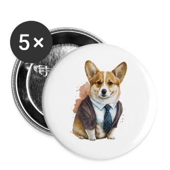Entzückende Corgi Aquarellkunst - Buttons groß 56 mm (5er Pack) - Weiß - Vorne