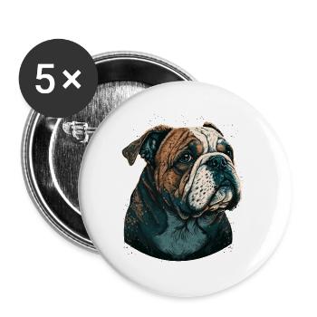 Adorable bouledogue - Lot de 5 grands badges (56 mm) - blanc - Devant