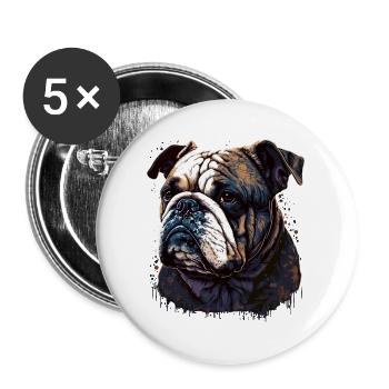 Dog Breed Bulldog - Buttons large 2.2''/56 mm (5-pack) - white - Front