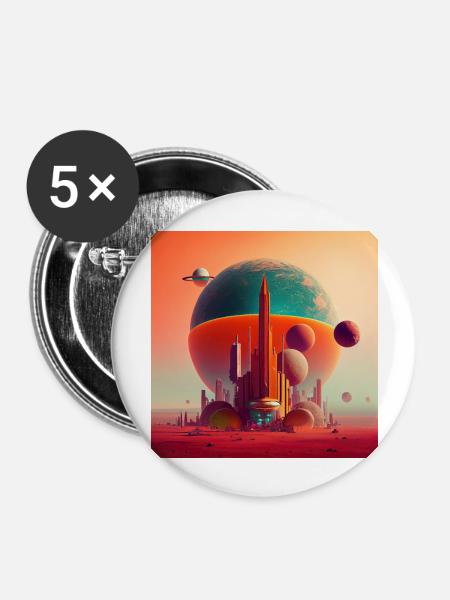 Kolonisation des Mars - Buttons groß 56 mm (5er Pack) - Weiß