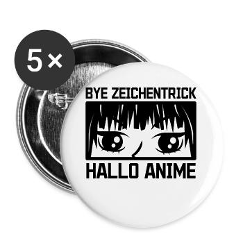 Zeichentrick Anime Statement Manga Comic Kanji - Buttons groß 56 mm (5er Pack) - Weiß - Vorne