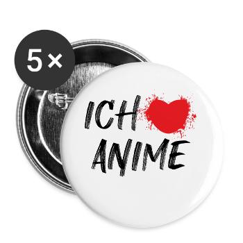 Anime Herz Manga Asiatisch Asien Popkultur - Buttons groß 56 mm (5er Pack) - Weiß - Vorne