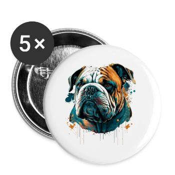 Bouledogue Still Face - Lot de 5 grands badges (56 mm) - blanc - Devant