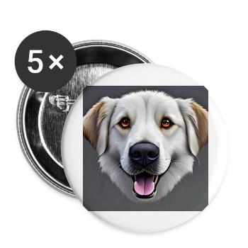 weisser Hundekopf traurig schauend - Buttons groß 56 mm (5er Pack) - Weiß - Vorne