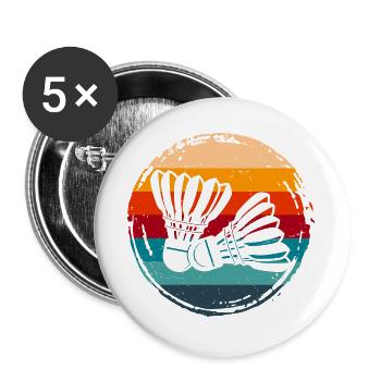Badminton - Buttons groß 56 mm (5er Pack) - Weiß - Vorne