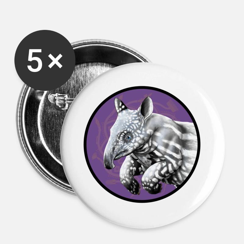 Tapir silhouette in violet circle - Buttons large 2.2''/56 mm (5-pack) - white