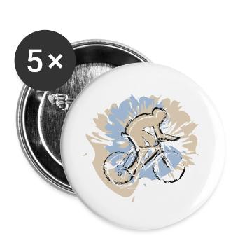 Dein Sport, dein Style! Radfahren im coolen Outfit - Buttons groß 56 mm (5er Pack) - Weiß - Vorne