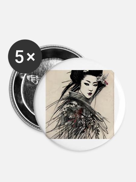 Geisha - Buttons groß 56 mm (5er Pack) - Weiß