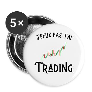 je peux pas j'ai trading - Lot de 5 grands badges (56 mm) - blanc - Devant