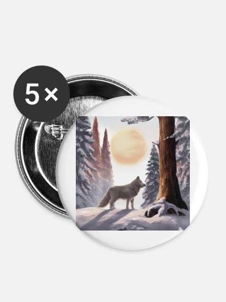 Der einsame Wolf - Buttons groß 56 mm (5er Pack) - Weiß