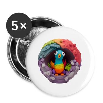 Cute weird parrot - Buttons groß 56 mm (5er Pack) - Weiß - Vorne