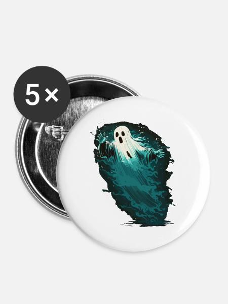 Gruseliger Geist - Buttons groß 56 mm (5er Pack) - Weiß
