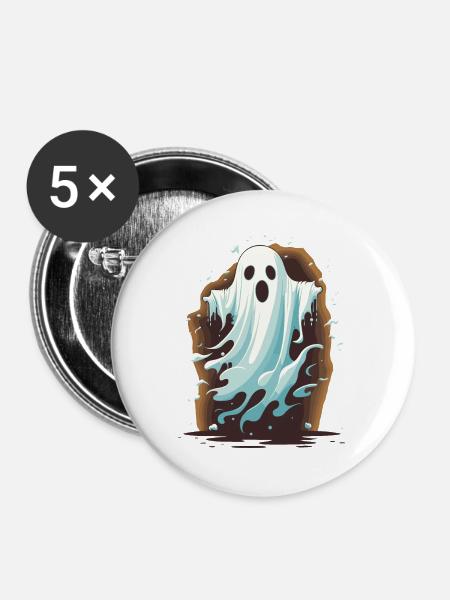 Halloween Geist - Buttons groß 56 mm (5er Pack) - Weiß