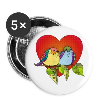 Oiseaux - Lot de 5 grands badges (56 mm) - blanc - Devant