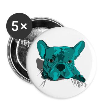 French Bulldog Cute Cartoon Look - Buttons large 2.2''/56 mm (5-pack) - white - Front