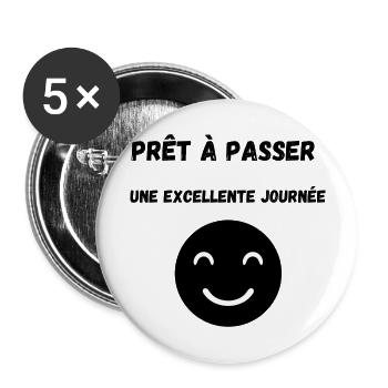 Positive T-shirt - Lot de 5 grands badges (56 mm) - blanc - Devant