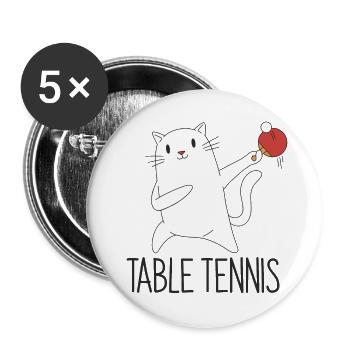 Table Tennis Katze Pingpong Outfit Cat Tischtennis - Lot de 5 grands badges (56 mm) - blanc - Devant