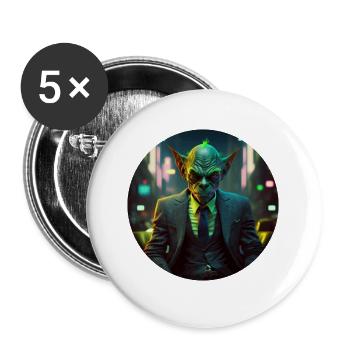 Alien Business man Success | Erfolg Geschäftsmann - Buttons groß 56 mm (5er Pack) - Weiß - Vorne