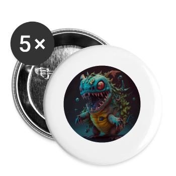 Süsses Monster Comic - Buttons groß 56 mm (5er Pack) - Weiß - Vorne