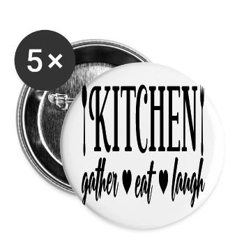 Kitchen gather eat laugh - Buttons large 2.2''/56 mm (5-pack) - white - Front
