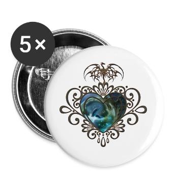 Mignon dauphin dans une bulle au cœur de l’océan - Lot de 5 grands badges (56 mm) - blanc - Devant