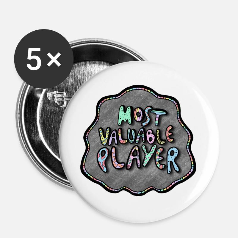 Most Valuable Player Doodle - Buttons groß 56 mm (5er Pack) - Weiß