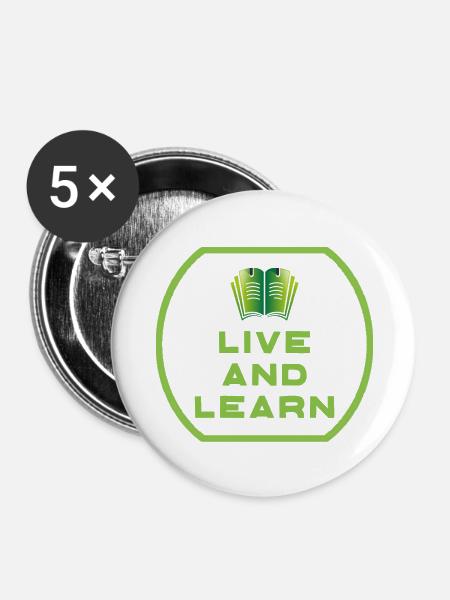 Live and Learn - Buttons groß 56 mm (5er Pack) - Weiß