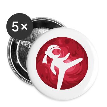 Ninja Kämpfer Symbol Kampfsport rot Planet Mond - Buttons groß 56 mm (5er Pack) - Weiß - Vorne