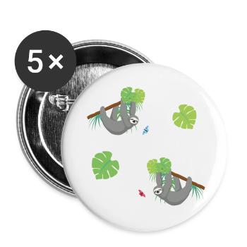 Faultiere - Buttons groß 56 mm (5er Pack) - Weiß - Vorne