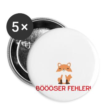 Klein Lieb Nett - Böser Fehler Spruch Fuchs - Buttons groß 56 mm (5er Pack) - Weiß - Vorne