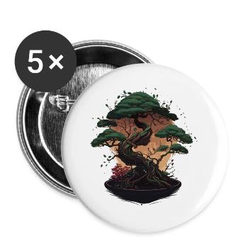 Petit bonsaï - Lot de 5 grands badges (56 mm) - blanc - Devant