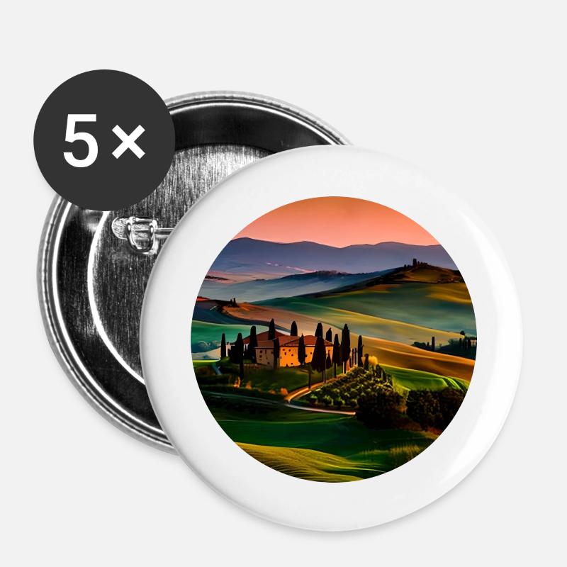 La Dolce Vita - Tuscany - Buttons large 2.2''/56 mm (5-pack) - white