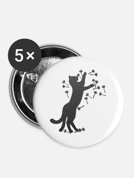 Nekomata Löwenzahnsamen dunkel, kätzchen - Buttons groß 56 mm (5er Pack) - Weiß