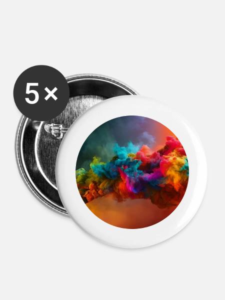 Digital Art - Bunter Nebel/Rauch - Buttons groß 56 mm (5er Pack) - Weiß