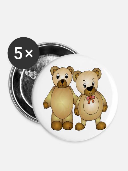 Teddybären - Buttons groß 56 mm (5er Pack) - Weiß