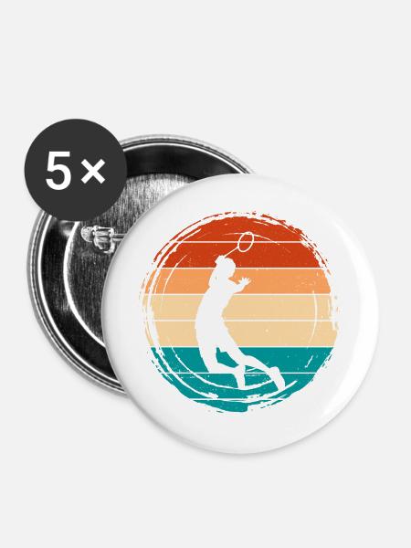 Badminton - Buttons groß 56 mm (5er Pack) - Weiß