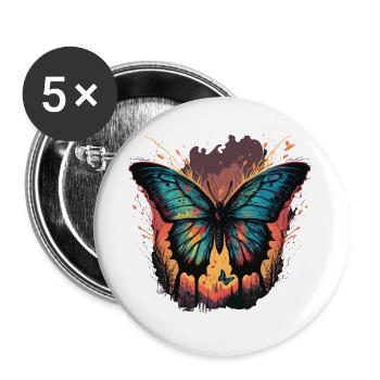 Butterfly Sunset - Buttons large 2.2''/56 mm (5-pack) - white - Front