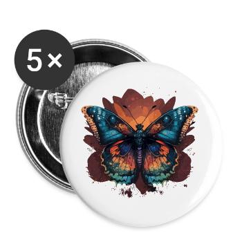 Papillon délicat - Lot de 5 grands badges (56 mm) - blanc - Devant
