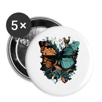 Énorme papillon - Lot de 5 grands badges (56 mm) - blanc - Devant