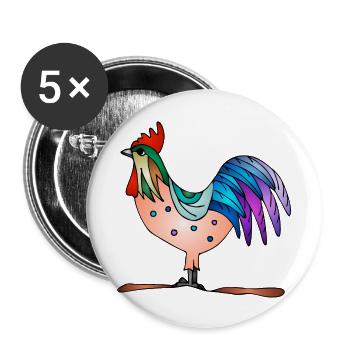 Rooster - Buttons large 2.2''/56 mm (5-pack) - white - Front
