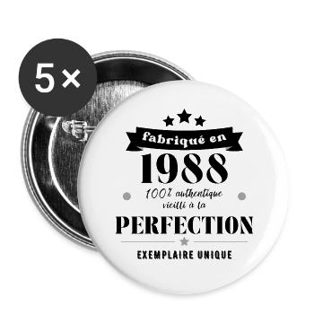 fabriqué en 1988 - Lot de 5 grands badges (56 mm) - blanc - Devant