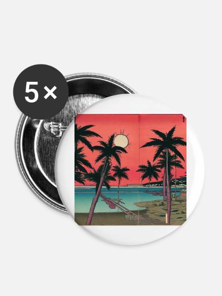 Japan Art Style - Buttons groß 56 mm (5er Pack) - Weiß