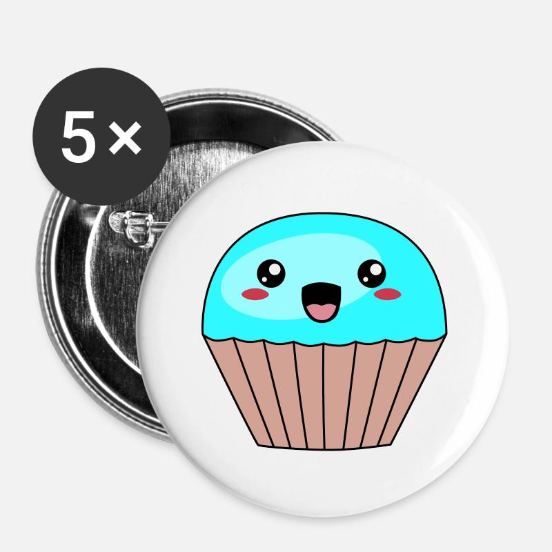 sweet blue muffin - Buttons large 2.2''/56 mm (5-pack) - white