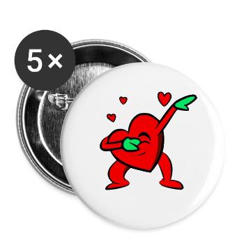 Mon coeur dab - Lot de 5 grands badges (56 mm) - blanc - Devant