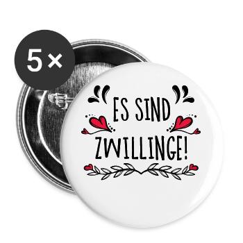 Baby Herz Schwanger Babybauch Schwangerschaft - Buttons groß 56 mm (5er Pack) - Weiß - Vorne