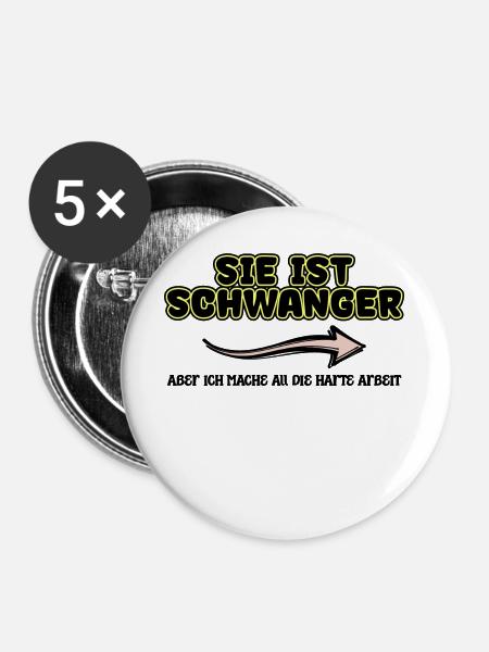 Papa Statement Babyglück Elternschaft Schwanger - Buttons groß 56 mm (5er Pack) - Weiß