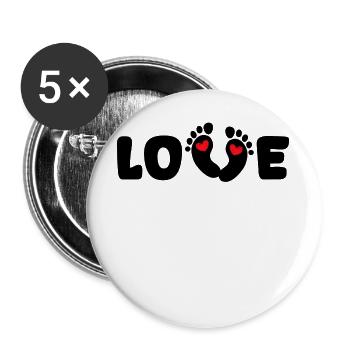 Enceinte Coeur Bébé Pieds Grossesse Mère - Lot de 5 grands badges (56 mm) - blanc - Devant