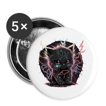 Perfectly Charge Kitten - Buttons large 2.2''/56 mm (5-pack) - white - Front