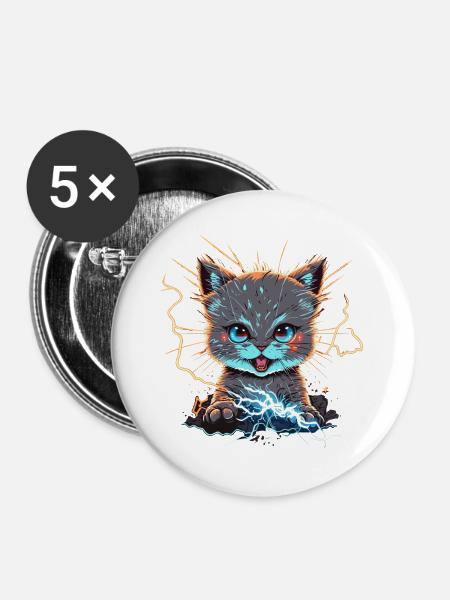 Spannung Kat - Buttons groß 56 mm (5er Pack) - Weiß