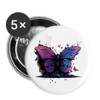 Papillon Beauté Vaporwave - Lot de 5 grands badges (56 mm) - blanc - Devant